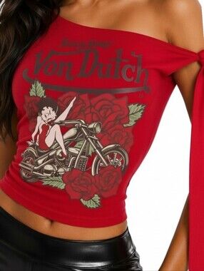 VON DUTCH Biker BETTY BOOP GRAPHIC Tank Top Large